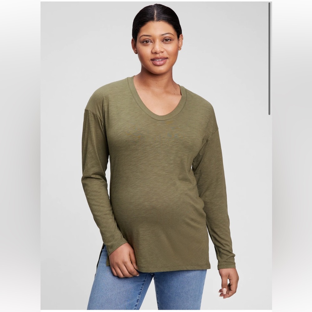 NWT - GAP Maternity Modal Slub Scoopneck T-Shirt, Green Size Large